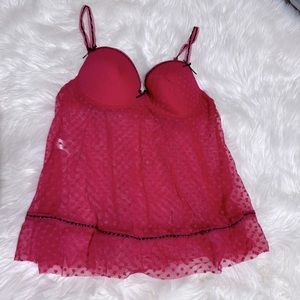 Undercover Wear  vintage red mesh lingerie top size‎ 38C